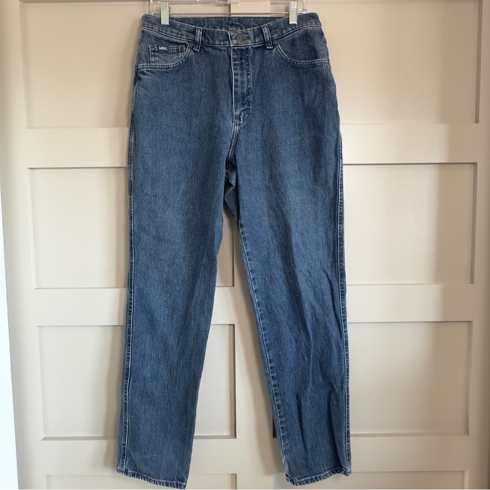Vintage Lee Hi Rise Mom Jeans Medium Wash Cotton Tapered Legs Women’s Size 10